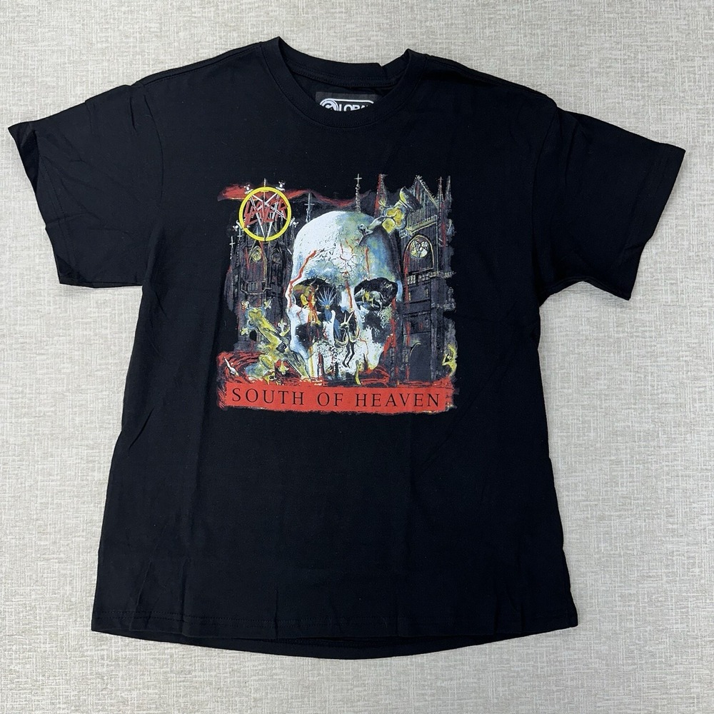 Slayer South of Heaven Band T Shirt Size‎ L Black Short Sleeve Heavy Metal Skull